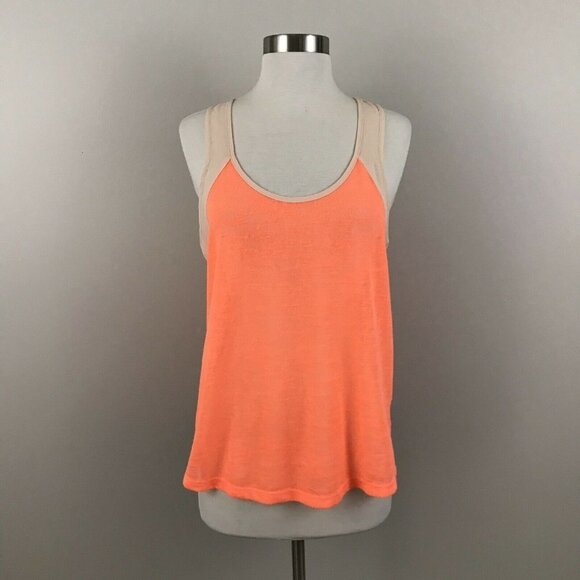 Leo Meets Virgo Tank Women L Knit Racerback Orange - Picture 1 of 6